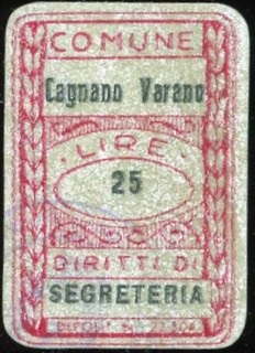 Marca da Bollo del Comune di CAGNANO VARANO su Carta Bianca di dimensioni 20 x 30 mm