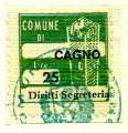 Marca da Bollo del Comune di CAGNO´ (TRENTINO) su Carta Bianca di dimensioni 20 x 20 mm