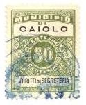 Marca da Bollo del Comune di CAIOLO su Carta Bianca Sottile di dimensioni 22,5 x 29 mm