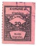 Marca da Bollo del Comune di CAIOLO su Carta Colorata di dimensioni 22 x 28,5 mm