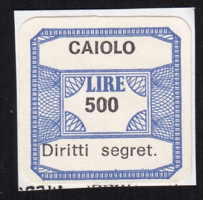Marca da Bollo del Comune di CAIOLO su Carta Bianca di dimensioni 23 x 22 mm