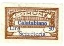 Marca da Bollo del Comune di CALATABIANO su Carta Bianca Sottile di dimensioni 27 x 16 mm