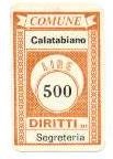 Marca da Bollo del Comune di CALATABIANO su Carta Bianca di dimensioni 19,5 x 30 mm