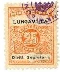 Marca da Bollo del Comune di LUNGAVILLA su Carta Bianca di dimensioni 22,5 x 29 mm