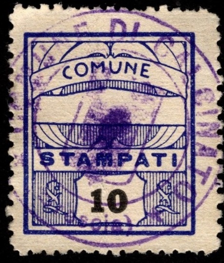 Marca da Bollo del Comune di CALCINATO su Carta Bianca di dimensioni 23 x 27 mm