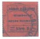 Marca da Bollo del Comune di CALDOGNO su Carta Rosso Arancione di dimensioni 24 x 22,5 mm