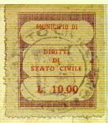 Marca da Bollo del Comune di CALDOGNO su Carta Bianca di dimensioni 28 x 35 mm