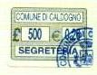 Marca da Bollo del Comune di CALDOGNO su Carta Bianca di dimensioni 20 x 14 mm