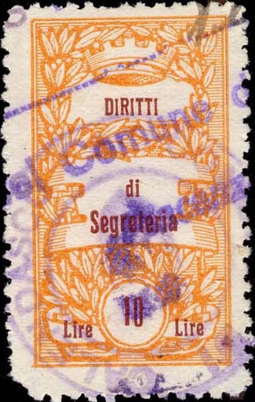 Marca da Bollo del Comune di CALENDASCO su Carta Bianca Sottile di dimensioni 20 x 35,5 mm