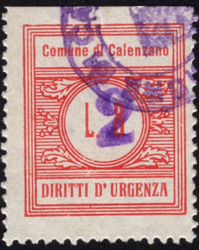 Marca da Bollo del Comune di CALENZANO su Carta Bianca di dimensioni mm