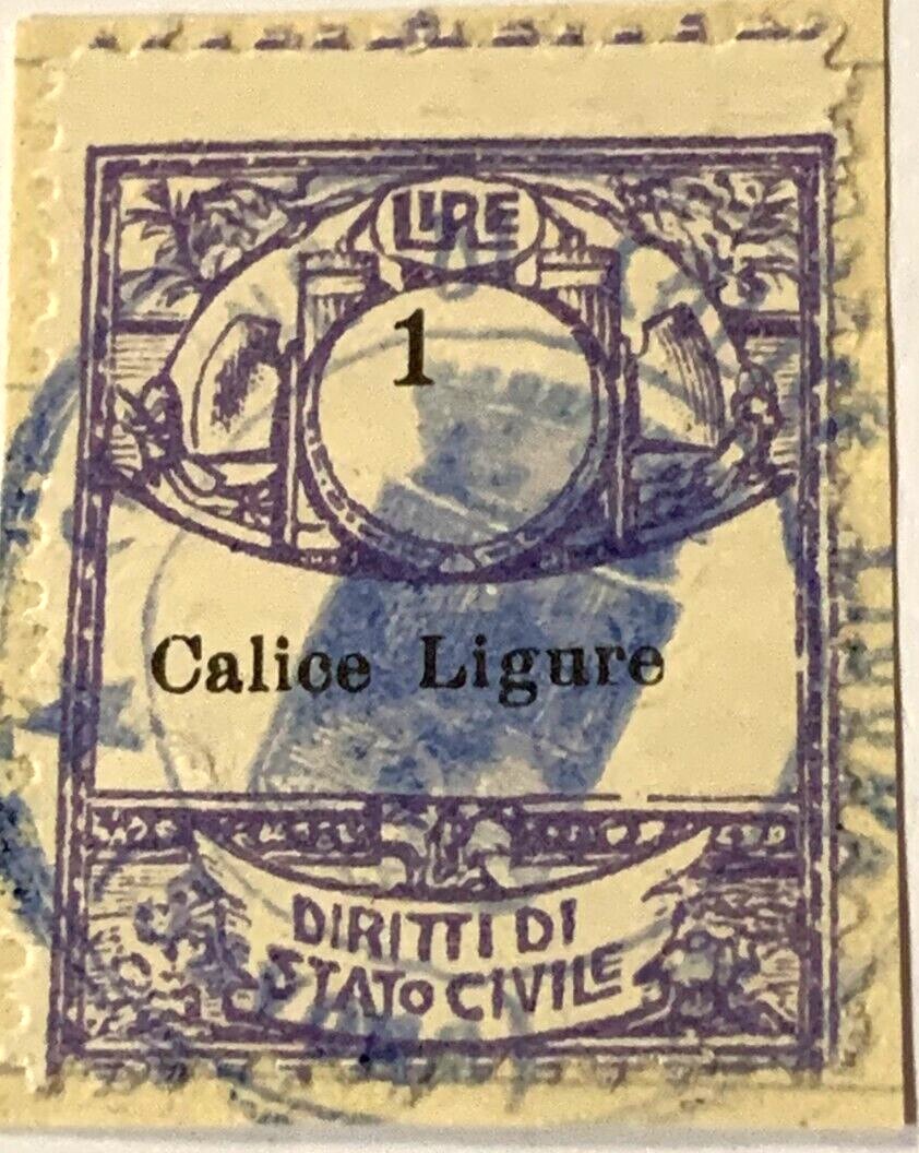 Marca da Bollo del Comune di CALICE LIGURE su Carta Bianca di dimensioni 22 x 29 mm