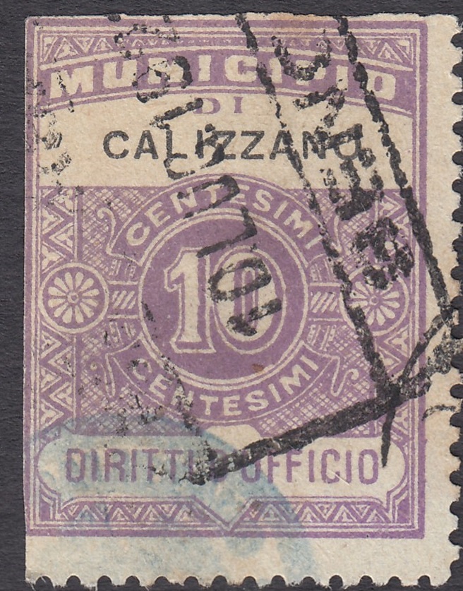 Marca da Bollo del Comune di CALIZZANO su Carta Bianca di dimensioni 22,5 x 29 mm