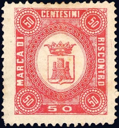 Marca da Bollo del Comune di CALTANISSETTA su Carta Bianca di dimensioni 22 x 25 mm