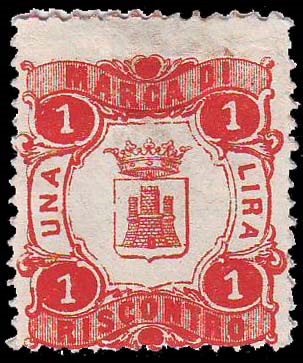 Marca da Bollo del Comune di CALTANISSETTA su Carta Bianca di dimensioni 22,5 x 25 mm