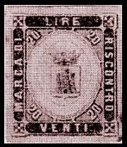 Marca da Bollo del Comune di CALTANISSETTA su Carta Bianca di dimensioni 22,5 x 26 mm