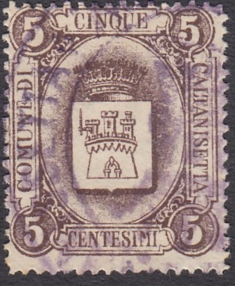 Marca da Bollo del Comune di CALTANISSETTA su Carta Bianca di dimensioni 18 x 22 mm