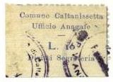 Marca da Bollo del Comune di CALTANISSETTA su Carta Bianca Sottile di dimensioni 29 x 17 mm