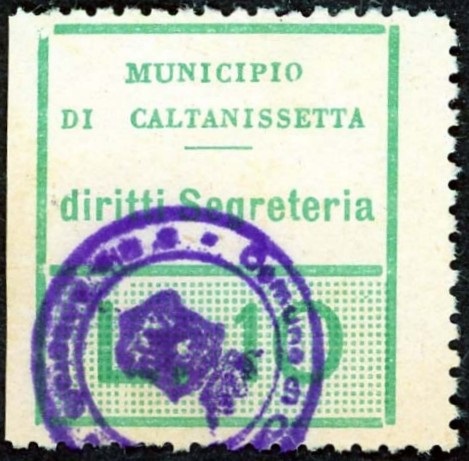 Marca da Bollo del Comune di CALTANISSETTA su Carta Bianca di dimensioni 23 x 27 mm