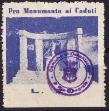 Marca da Bollo del Comune di CALTANISSETTA su Carta Bianca di dimensioni 25 x 25 mm