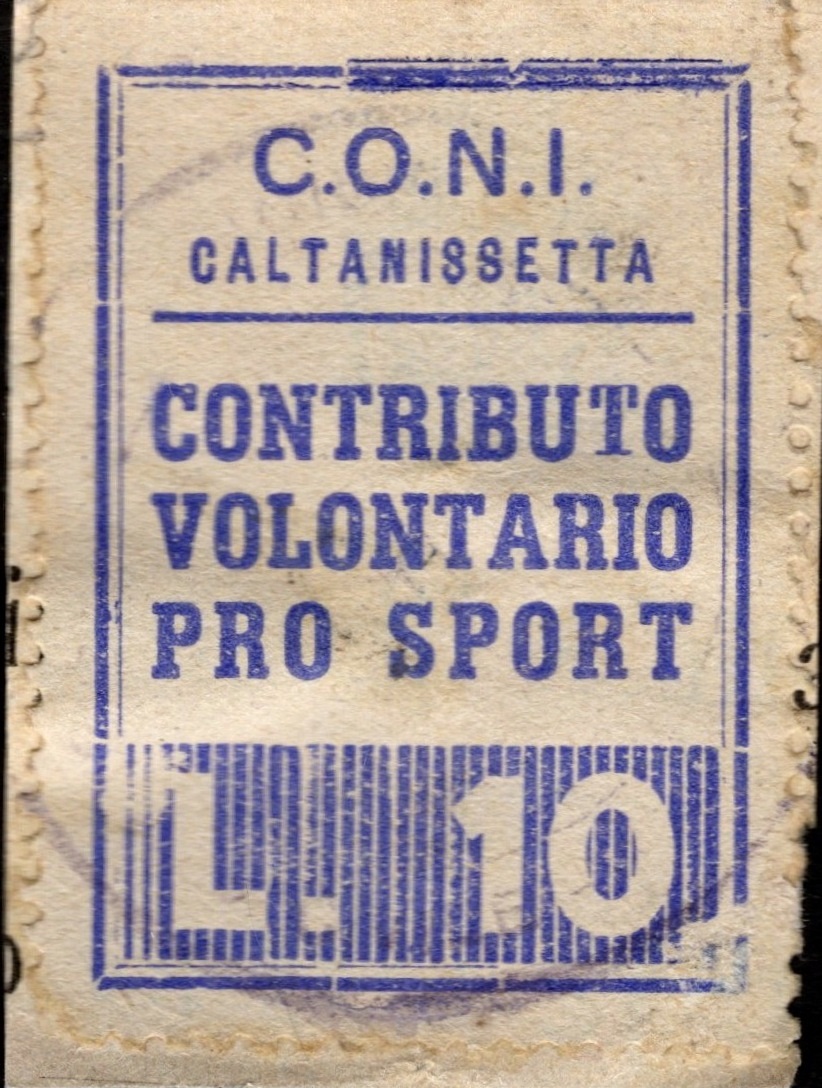 Marca da Bollo del Comune di CALTANISSETTA su Carta Bianca di dimensioni 26,5 x 36 mm