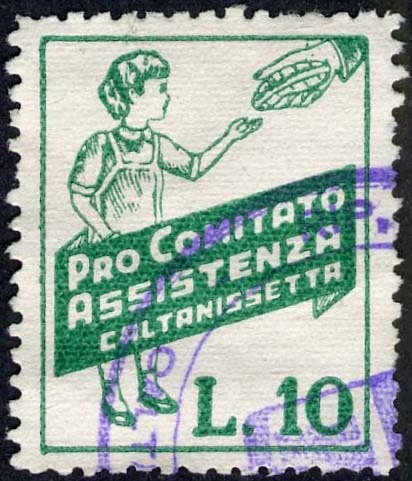 Marca da Bollo del Comune di CALTANISSETTA su Carta Bianca di dimensioni 22 x 28 mm