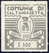 Marca da Bollo del Comune di CALTANISSETTA su Carta Bianca di dimensioni 15,5 x 17 mm
