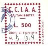 Marca da Bollo del Comune di CALTANISSETTA su Carta Bianca di dimensioni 31 x 33 mm