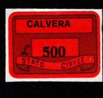 Marca da Bollo del Comune di CALVERA su Carta Colorata di dimensioni 20 x 14 mm