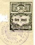 Marca da Bollo del Comune di CAMBIANO su Carta Bianca di dimensioni 22 x 28,5 mm