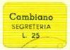 Marca da Bollo del Comune di CAMBIANO su Carta Bianca di dimensioni 22 x 16 mm