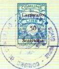 Marca da Bollo del Comune di CAMERANO su Carta Bianca di dimensioni 13,5 x 20 mm