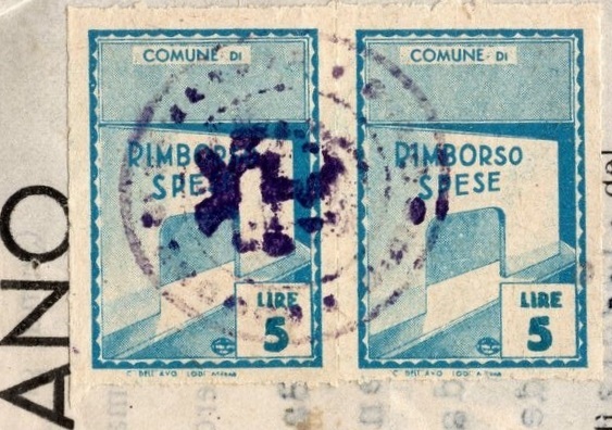 Marca da Bollo del Comune di CAMERANO su Carta Bianca Sottile di dimensioni 21,5 x 32,5 mm