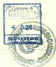Marca da Bollo del Comune di CAMERANO su Carta Bianca di dimensioni 18 x 20 mm