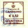 Marca da Bollo del Comune di CAMERANO su Carta Bianca di dimensioni 18 x 19,5 mm