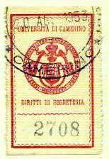 Marca da Bollo del Comune di CAMERINO su Carta Bianca di dimensioni 28,5 x 46 mm