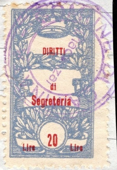 Marca da Bollo del Comune di CAMINATA su Carta Bianca di dimensioni 23 x 45 mm