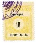 Marca da Bollo del Comune di CAMPAGNA su Carta Bianca di dimensioni 22,5 x 29 mm