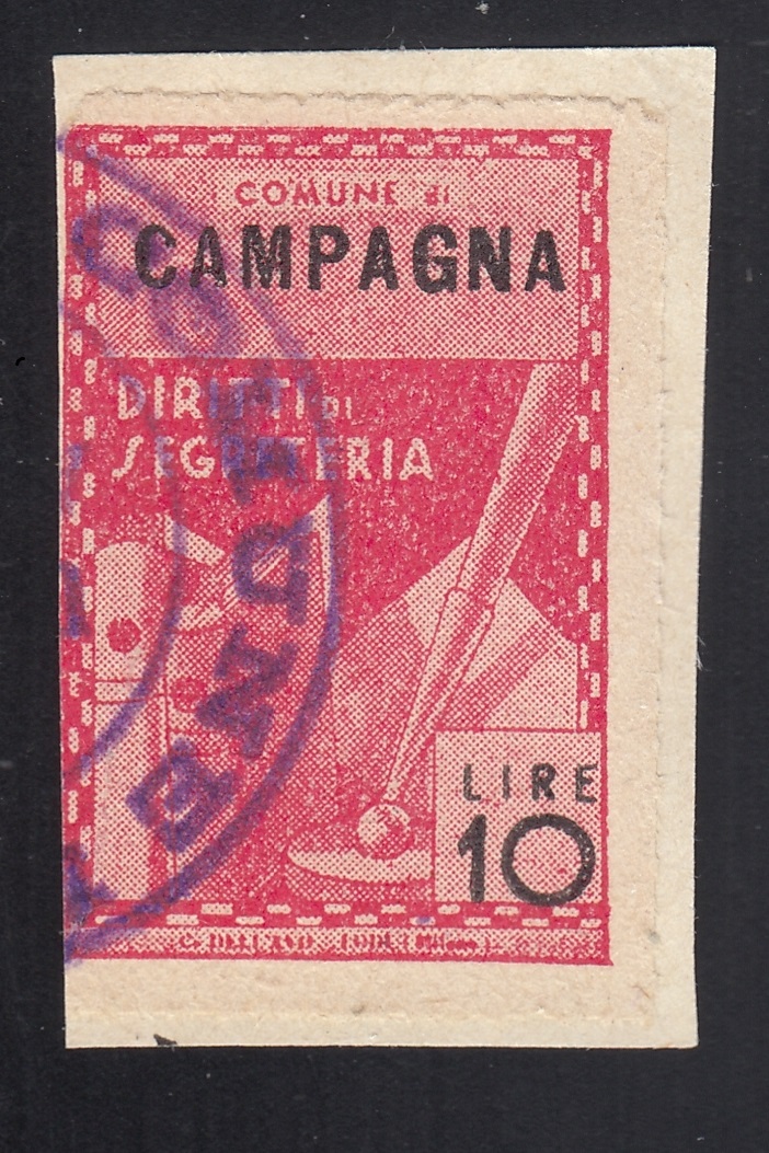 Marca da Bollo del Comune di CAMPAGNA su Carta Bianca Sottile di dimensioni 21 X 32 mm