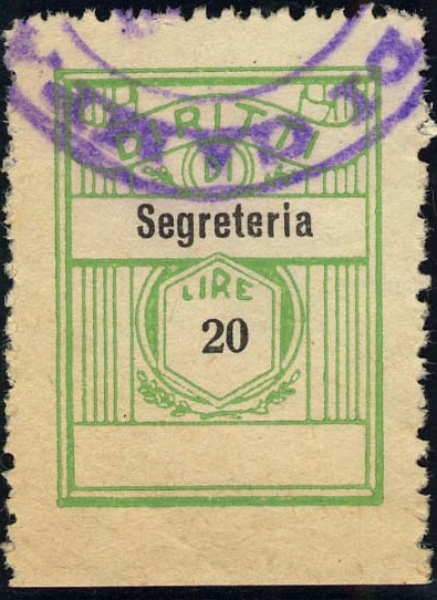 Marca da Bollo del Comune di CAMPAGNA su Carta Bianca Sottile di dimensioni 20,5 x 28 mm