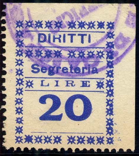 Marca da Bollo del Comune di CAMPAGNA su Carta Bianca di dimensioni 24,5 x 29,5 mm