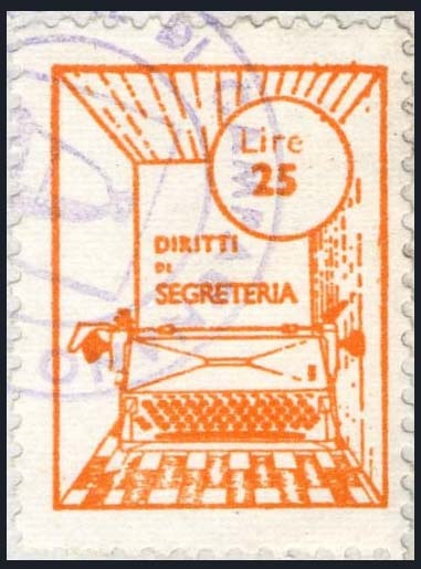 Marca da Bollo del Comune di CAMPAGNANO DI ROMA su Carta Bianca di dimensioni 20 x 26 mm