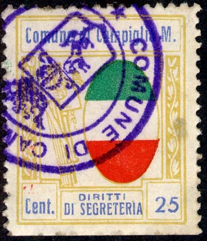 Marca da Bollo del Comune di CAMPIGLIA MARITTIMA su Carta Bianca di dimensioni mm