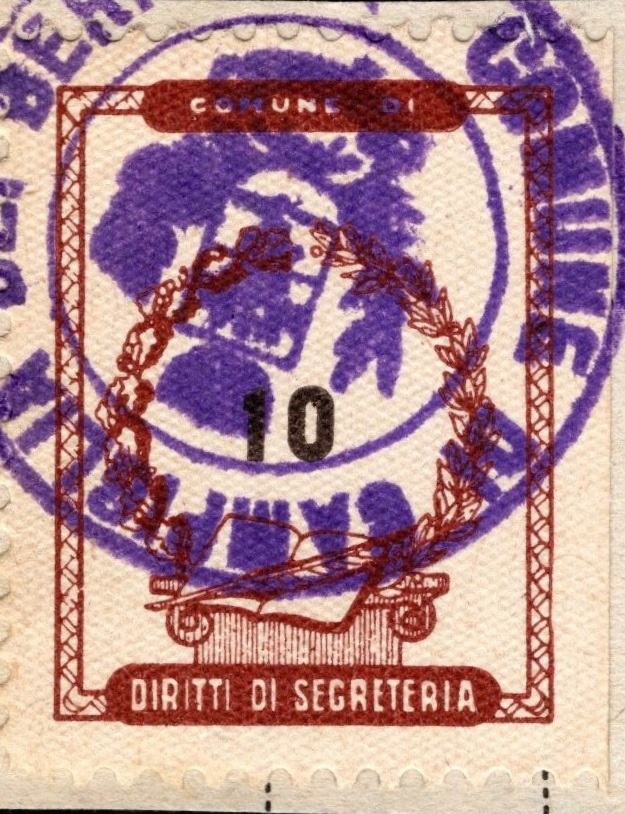 Marca da Bollo del Comune di CAMPIGLIA DEI BERICI su Carta Bianca di dimensioni 21 X 27 mm