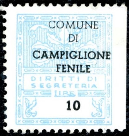 Marca da Bollo del Comune di CAMPIGLIONE FENILE su Carta Bianca di dimensioni 21 x 24 mm