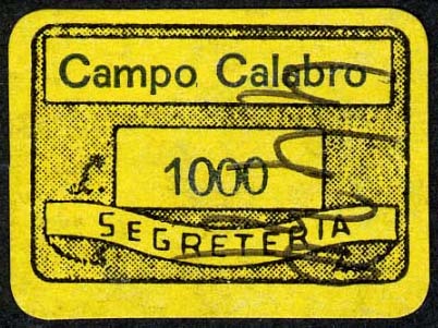 Marca da Bollo del Comune di CAMPO CALABRO su Carta Colorata di dimensioni 19 x 14 mm