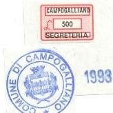 Marca da Bollo del Comune di CAMPOGALLIANO su Carta Bianca di dimensioni 19 x 13 mm