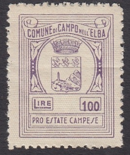 Marca da Bollo del Comune di CAMPO NELL´ELBA su Carta Bianca di dimensioni 22 x 28 mm