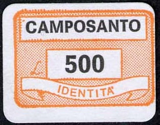 Marca da Bollo del Comune di CAMPOSANTO su Carta Bianca di dimensioni 19 x 14 mm