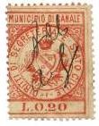 Marca da Bollo del Comune di CANALE su Carta Bianca Sottile di dimensioni 21,5 x 28 mm