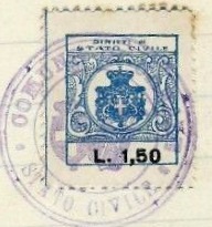 Marca da Bollo del Comune di CANALE su Carta Bianca Sottile di dimensioni 21,5 x 26 mm